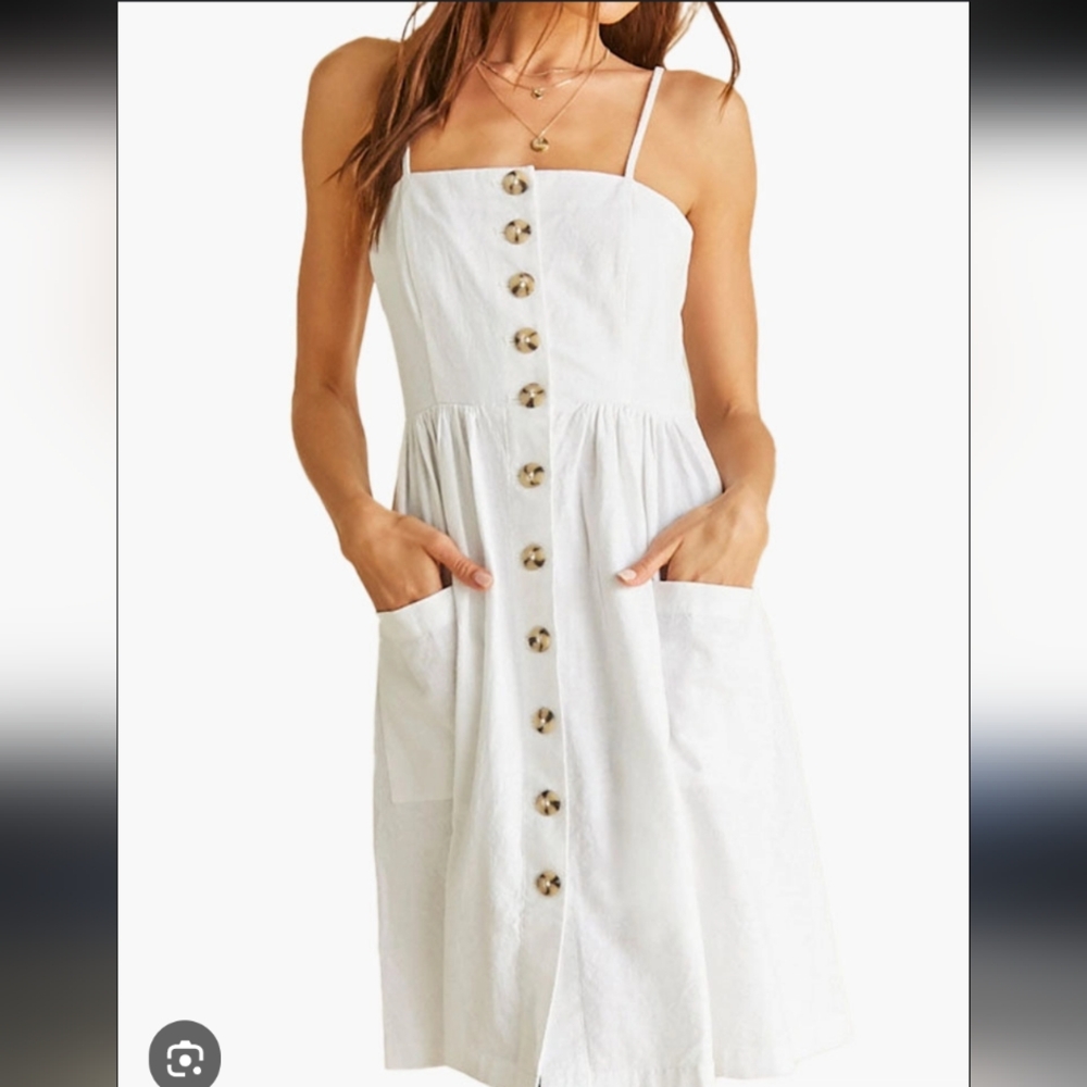 NWT White Linen Button Down Dress